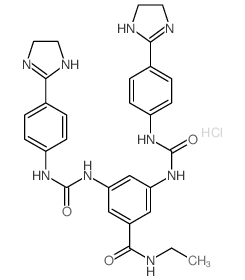 Benzamide,3,5-bis[[[[4-(4,5-dihydro-1H-imidazol-2-yl)phenyl]amino]carbonyl]amino]-N-ethyl-,hydrochloride (1:2) structure