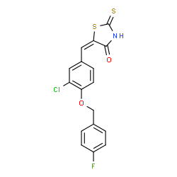 5-((3-CHLORO-4-[(4-FLUOROBENZYL)OXY]PHENYL)METHYLENE)-2-THIOXO-1,3-THIAZOLAN-4-ONE结构式