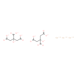 tricopper(2+) bis[2-hydroxypropane-1,2,3-tricarboxylate]结构式