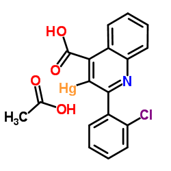 Mercurate(1-),(acetato-O)[2-(2-chlorophenyl)-4-quinolinecarboxylato(2-)-C3,O4]-, hydrogen(9CI) Structure