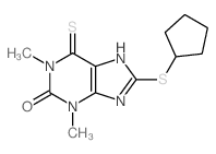 2H-Purin-2-one,8-(cyclopentylthio)-1,3,6,9-tetrahydro-1,3-dimethyl-6-thioxo-结构式