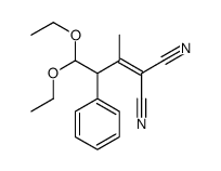 2-(4,4-diethoxy-3-phenylbutan-2-ylidene)propanedinitrile结构式