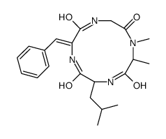 (6Z)-6-benzylidene-1,12-dimethyl-9-(2-methylpropyl)-1,4,7,10-tetrazacyclododecane-2,5,8,11-tetrone Structure