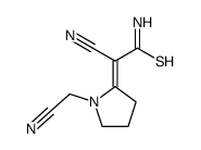 (2E)-2-cyano-2-[1-(cyanomethyl)pyrrolidin-2-ylidene]ethanethioamide结构式