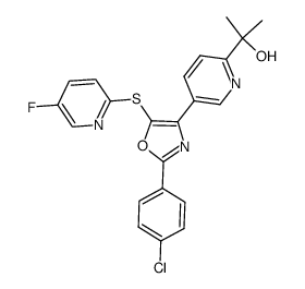 2-(5-(2-(4-chlorophenyl)-5-((5-fluoropyridin-2-yl)thio)oxazol-4-yl)pyridin-2-yl)propan-2-ol Structure