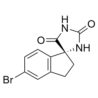 (R)-5'-溴-2',3'-二氢螺[咪唑烷-4,1'-茚]-2,5-二酮结构式