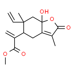 6-Vinyl-2,4,5,6,7,7a-hexahydro-7a-hydroxy-3,6-dimethyl-α-methylene-2-oxo-5-benzofuranacetic acid methyl ester Structure