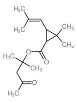 Cyclopropanecarboxylicacid, 2,2-dimethyl-3-(2-methyl-1-propen-1-yl)-, 1,1-dimethyl-3-oxobutyl ester Structure