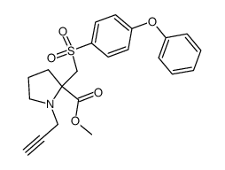 2-(4-Phenoxy-benzenesulfonylmethyl)-1-prop-2-ynyl-pyrrolidine-2-carboxylic acid methyl ester结构式