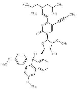 n4-(diisobutylaminomethylidene)-5'-o-(dimethoxytrityl)-5-(1-propynyl)-2'-o-methylcytidine结构式