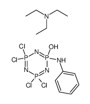 4,4,6,6-Tetrachloro-2-phenylamino-2λ5,4λ5,6λ5-[1,3,5,2,4,6]triazatriphosphinin-2-ol; compound with triethyl-amine Structure