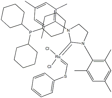 三环己基膦[1,3-双(2,4,6-三甲基苯基)-4,5-二氢咪唑-2-亚烷基] [(苯硫基亚甲基)]二氯化钌(II)图片