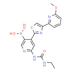 6-(3-ethylureido)-4-(4-(6-Methoxypyridin-2-yl)thiazol-2-yl)pyridin-3-ylboronic acid结构式