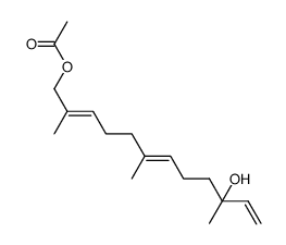 (2E,6E)-10-hydroxy-2,6,10-trimethyldodeca-2,6,1,1-trien-1-yl acetate结构式