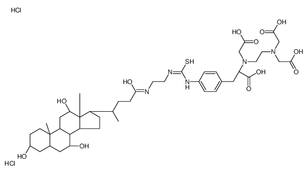 N-carboxymethyl)-N-(2-(bis(carboxymethyl)amino)ethyl)-3-(4-(N'-(2-((3,7,12-trihydroxycholan-24-oyl)amino)ethyl)(thioureido)phenyl)alanine结构式