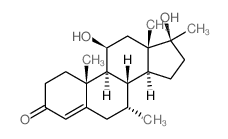 Androst-4-en-3-one,11b,17b-dihydroxy-7a,17-dimethyl- (6CI,8CI)结构式