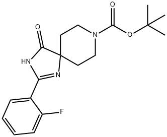 tert-Butyl2-(2-fluorophenyl)-4-oxo-1,3,8-triazaspiro[4.5]dec-1-ene-8-carboxylate structure