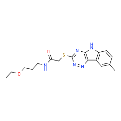 Acetamide, N-(3-ethoxypropyl)-2-[(8-methyl-2H-1,2,4-triazino[5,6-b]indol-3-yl)thio]- (9CI) Structure