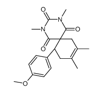 11-(4-methoxy-phenyl)-2,4,8,9-tetramethyl-2,4-diaza-spiro[5.5]undec-8-ene-1,3,5-trione结构式