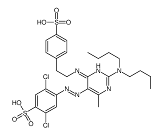 2,5-Dichloro-4-[[2-(dibutylamino)-4-methyl-6-[[2-(4-sulfophenyl)ethyl]amino]-5-pyrimidinyl]azo]benzenesulfonic acid Structure