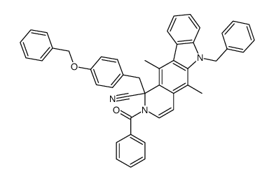 2-benzoyl-6-benzyl-1-(p-benzyloxybenzyl)-1-cyano-1,2-dihydroellipticine结构式