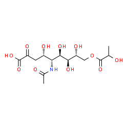 (2S,4S,5R,6R)-5-acetamido-6-[(1R,2R)-1,2-dihydroxy-3-(2-hydroxypropanoyloxy)propyl]-2,4-dihydroxyoxane-2-carboxylic acid结构式