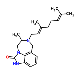 6-[(2E)-3,7-Dimethyl-2,6-octadien-1-yl]-5-methyl-4,5,6,7-tetrahydroimidazo[4,5,1-jk][1,4]benzodiazepin-2(1H)-one结构式