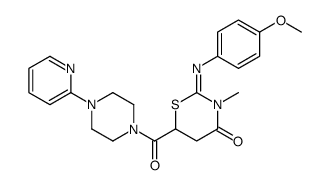 2-(4-methoxyphenyl)imino-3-methyl-6-(4-pyridin-2-ylpiperazine-1-carbonyl)-1,3-thiazinan-4-one Structure