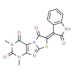 Thiazolo[2,3-f]purine-2,4,6(1H,3H,7H)-trione,7-(1,2-dihydro-2-oxo-3H-indol-3-ylidene)-1,3-dimethyl- picture