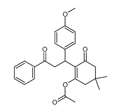 2-[1-phenyl-3-(4-methoxyphenyl)-3-oxopropyl]-1-acetoxy-5,5-dimethyl-1-cyclohexen-3-one结构式