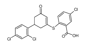 5-chloro-2-<<5-(2,4-dichlorophenyl)-3-oxo-1-cyclohexen-1-yl>thio>benzoic acid Structure