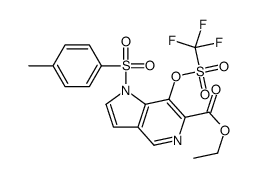 ethyl 1-tosyl-7-(trifluoromethylsulfonyloxy)-1H-pyrrolo[3,2-c]pyridine-6-carboxylate结构式