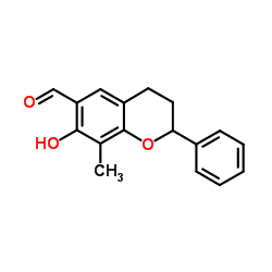 7-Hydroxy-8-methyl-2-phenyl-6-chromanecarbaldehyde Structure