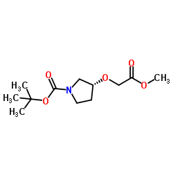 2-Methyl-2-propanyl (3R)-3-(2-methoxy-2-oxoethoxy)-1-pyrrolidinecarboxylate structure