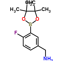 [4-Fluoro-3-(tetramethyl-1,3,2-dioxaborolan-2-yl)phenyl]methanamine structure