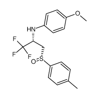 (4-Methoxy-phenyl)-[(S)-2,2,2-trifluoro-1-((R)-toluene-4-sulfinylmethyl)-ethyl]-amine结构式