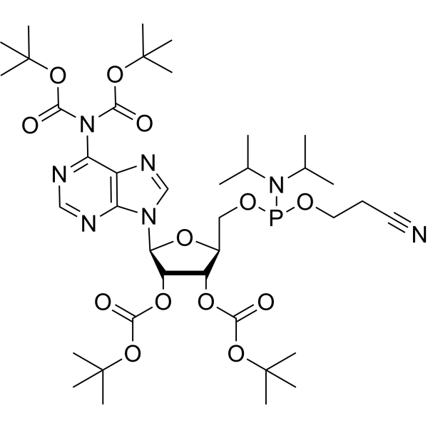 DiBoc-Vidarabine-Ribose(diBoc)-2-cyanoethyl-diisopropylphosphoramidite Structure
