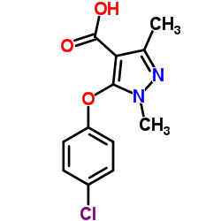 5-(4-Chlorophenoxy)-1,3-dimethyl-1H-pyrazole-4-carboxylic acid结构式