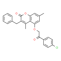 3-benzyl-5-[2-(4-chlorophenyl)-2-oxoethoxy]-4,7-dimethylchromen-2-one结构式