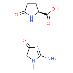 5-oxo-L-proline, compound with 2-amino-1,5-dihydro-1-methyl-4H-imidazol-4-one (1:1)结构式