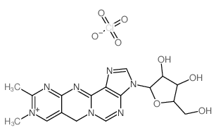 9,10-dimethyl-3-ribosyl-3,7-dihydropyrimido<4',5':4,5>pyrimido<2,1-i>purinium perchlorate结构式