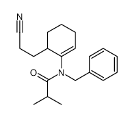 1-(N-Benzyl-N-isobutyryl)amino-6-(2-cyanoethyl)cyclohexene结构式