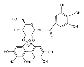 2-O,3-O-[(4,4',5,5',6,6'-Hexahydroxybiphenyl-2,2'-diyl)biscarbonyl]-β-D-glucopyranose 1-(3,4,5-trihydroxybenzoate) structure