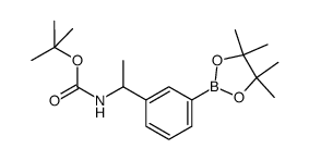 (R,S)-tert-butyl 1-(3-(4,4,5,5-tetramethyl-1,3,2-dioxaborolan-2-yl)phenyl)ethylcarbamate结构式