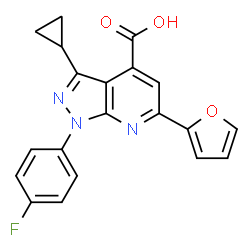 3-Cyclopropyl-1-(4-fluorophenyl)-6-(2-furyl)pyrazolo[3,4-b]pyridine-4-carboxylic acid picture