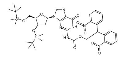 5',3'-bis(O-tert-butyldimethylsilyl)-6-N-(2,2'-bis(2-nitrophenyl)ethyloxycarbonyl)-2'-deoxyguanosine结构式