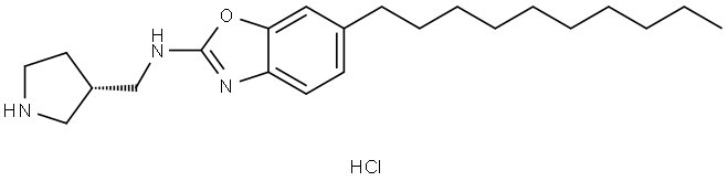 2-Benzoxazolamine, 6-decyl-N-[(3S)-3-pyrrolidinylmethyl]-, hydrochloride (1:1) Structure
