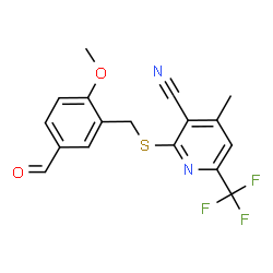 2-[(5-FORMYL-2-METHOXYBENZYL)THIO]-4-METHYL-6-(TRIFLUOROMETHYL)NICOTINONITRILE structure