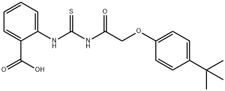 2-[[[[[4-(1,1-dimethylethyl)phenoxy]acetyl]amino]thioxomethyl]amino]-benzoic acid structure