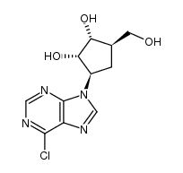 (-)-3-(6-chloro-purin-9-yl)-5-hydroxymethyl-cyclopentane-1,2-diol Structure